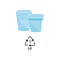 PP 5 plastic type - blue heat-resistant polypropylene cups with recycle triangle arrow sign.