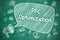 PPC Optimization - Cartoon Illustration on Blue Chalkboard.