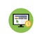 PPC - pay per click flat icon. Internrt advertising concept. The mouse on the monitor and coin. For website graphics, mobil