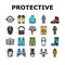 ppe protective safety kit icons set vector