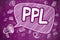 PPL - Cartoon Illustration on Purple Chalkboard.