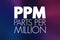 PPM - Parts Per Million acronym, medical concept background