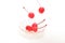 Ppreserving in syrup cherries in a glass bowl isolated on a white background.