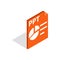 PPT file extension icon, isometric 3d style