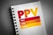 PPV - Pay Per View acronym on notepad, internet marketing concept background