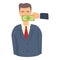 Pr lobbyist icon cartoon vector. Meeting money