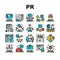 Pr Public Relations Collection Icons Set Vector