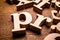 PR Public Relations Wood Letters