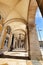 Praca do Comercio arcades in a sunny day in Lisbon