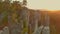 The Prachov Rocks aerial sunset view, Bohemian Paradise UNESCO geopark, Czechia
