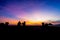 Prachuap Khiri Khan province, Thailand - December 30, 2017 : silhouette of the lover Watch the sunrise at Saranvitee bridge ao