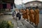 PRACHUAP KHIRIKHAN THAILAND - OCT26,2017 : thai family make merit by offering food to monk in klong warn district
