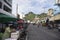 Prachuapkhirikhan,Thailand -June 22, 2016: Unidentified people at thai traditional market walking street with big mountain