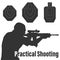 Practical shooting man and rifle targets illustration