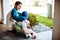 Practice patience with your child. Rearview shot of a father and his son bonding on their porch at home.