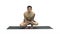 Practicing Yoga exercises Scale Pose - Tolasana on white background.