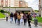 Prado Museum entrance and visitors, Madrid, Spain