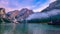 Prager Wildsee, Spectacular romantic place with typical wooden boats on the alpine lake, Lago di Braies, Braies lake