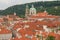 Prague aireal view over the red roofs