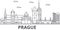 Prague architecture line skyline illustration. Linear vector cityscape with famous landmarks, city sights, design icons