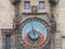 Prague Astronomical clock Prazsky orloj on display on the old city hall Staromestska Radnice of Prague, Czech Republic.