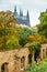 Prague autumn landscape with saint vitus cathedral