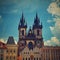 Prague, capital of the Czech Republic. Scenic sunset view of the Old Town pier architecture. Charles Bridge - Vltava river.