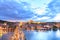 Prague caste and the Charles bridge at dusk