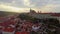 Prague Castle aerial dusk, President Residence, old red rooftops