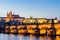 The Prague Castle (built in gothic style) and Charles Bridge are the symbols of Czech capital, built in medieval times. Twilight v