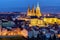 Prague Castle complex with gothic St Vitus Cathedral, Hradcany,