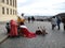Prague Castle - March 09, 2018: Street artists attract tourists