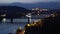 Prague castle night skyline panorama view blur out zoom in video effect