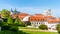 Prague Castle and St Nicholas Church in Lesser Town of Prague. Sunny spring day view from Vrtba Garden. Prague, Czech