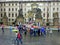 Prague Castle, Tour Group Sheltering Under Umbrellas in Rain
