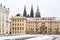 Prague Castle in winter. Snowy view from HradÄanskÃ© square