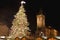 Prague Christmas Market, Christmas Tree and Prague astronomical tower Orloj