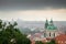 Prague Church of St. Nicholas, a downpour over the city.