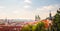 Prague cityscape panorama - city landscape with Towers of the Church of Saint Nicholas, Czech republic