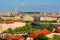 Prague cityscape with ZIzkov tower at background, Czech Republic