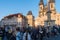 Prague, Czech Republic - 03.28.2022: An Ukrainian flags is hung in support of Ukrainians protecting their country from