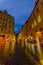 Prague, Czech Republic - 13 August, 2015: Beautiful yellow facades with bridge stone road