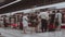 Prague, Czech Republic,23 July 2019; People at metro station entering subway train, long exposure technique for movement. Urban