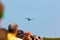 PRAGUE, CZECH REPUBLIC - 9.09.2017: People looking on Aircraft L 410 Turbolet in flight in blue sky in Prague