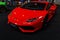 Prague, Czech Republic - April 13th 2019: Red Lamborghini Aventador at Autoshow PVA EXPO Praha Letnany 2019. Illustrative