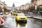 Prague, Czech Republic - December 24, 2016 - yellow taxi on the faces of the city