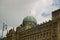 Prague, Czech Republic: Dome of the Ministry of Industry and Trade of the Czech Republic Building with Czech Flag and Sculptures