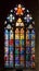 PRAGUE, CZECH REPUBLIC - FEBRUARY 19, 2015 - Stained-glass window in St Vitus Cathedral