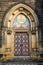 Prague, Czech republic - February 24, 2021. Detail of another entrance of Basilica Minor in Vysehrad fortress area with different