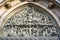 Prague, Czech republic - February 24, 2021. Detail of small sculptures above entrance to the Basilica Minor of Vysehrad